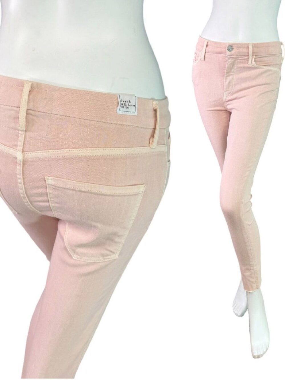 Frank & Eileen Sligo Raw Hem Ankle Jeans in Blush Pink $298 Size 27